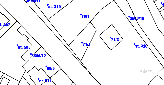 Parcela st. 71/1 v KÚ Budišov nad Budišovkou, Katastrální mapa