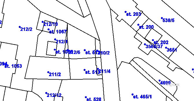 Parcela st. 210/2 v KÚ Budišov nad Budišovkou, Katastrální mapa