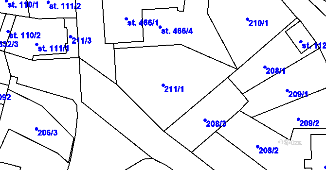 Parcela st. 211/1 v KÚ Budišov nad Budišovkou, Katastrální mapa