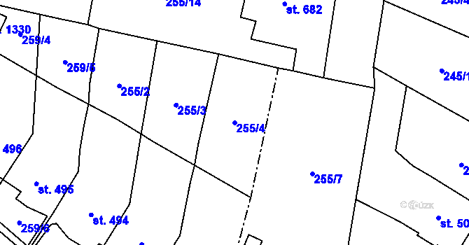 Parcela st. 255/4 v KÚ Budišov nad Budišovkou, Katastrální mapa