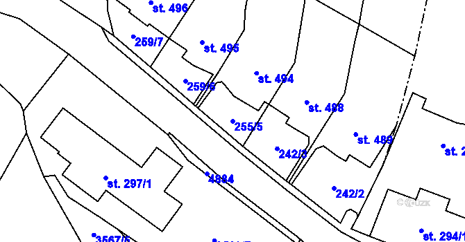 Parcela st. 255/5 v KÚ Budišov nad Budišovkou, Katastrální mapa