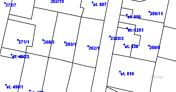 Parcela st. 262/1 v KÚ Budišov nad Budišovkou, Katastrální mapa