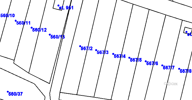 Parcela st. 567/3 v KÚ Budišov nad Budišovkou, Katastrální mapa