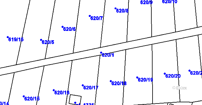 Parcela st. 620/1 v KÚ Budišov nad Budišovkou, Katastrální mapa