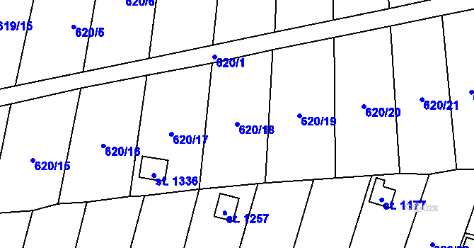 Parcela st. 620/18 v KÚ Budišov nad Budišovkou, Katastrální mapa