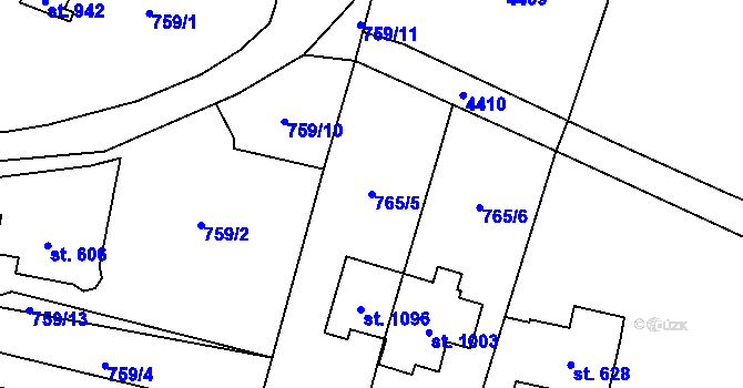 Parcela st. 765/5 v KÚ Budišov nad Budišovkou, Katastrální mapa