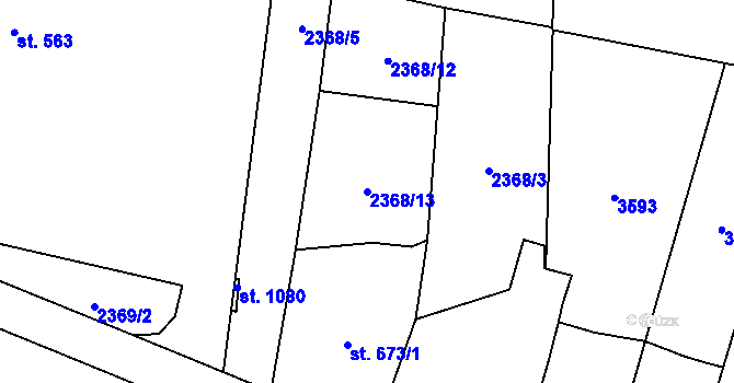Parcela st. 2368/13 v KÚ Budišov nad Budišovkou, Katastrální mapa