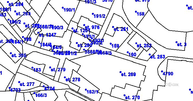 Parcela st. 3568/5 v KÚ Budišov nad Budišovkou, Katastrální mapa