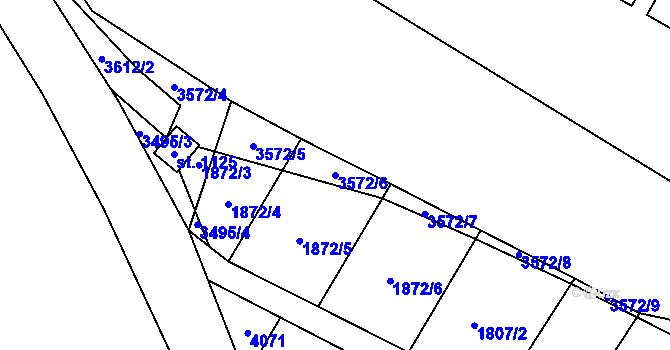 Parcela st. 3572/6 v KÚ Budišov nad Budišovkou, Katastrální mapa