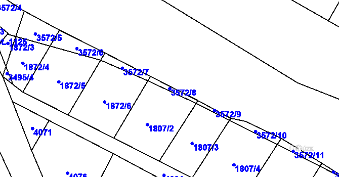 Parcela st. 3572/8 v KÚ Budišov nad Budišovkou, Katastrální mapa