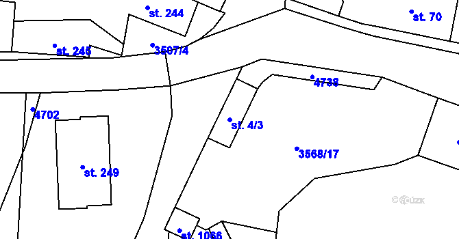 Parcela st. 4/3 v KÚ Budišov nad Budišovkou, Katastrální mapa