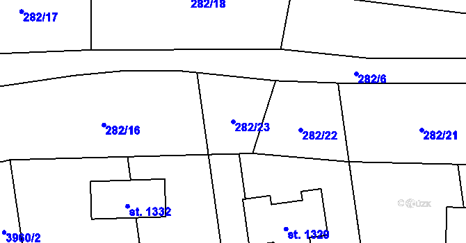 Parcela st. 282/23 v KÚ Budišov nad Budišovkou, Katastrální mapa