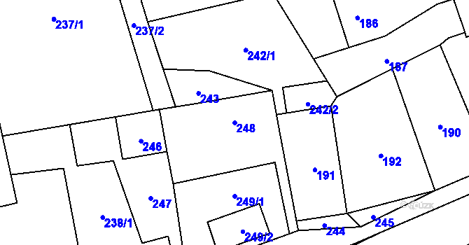 Parcela st. 248 v KÚ Guntramovice, Katastrální mapa