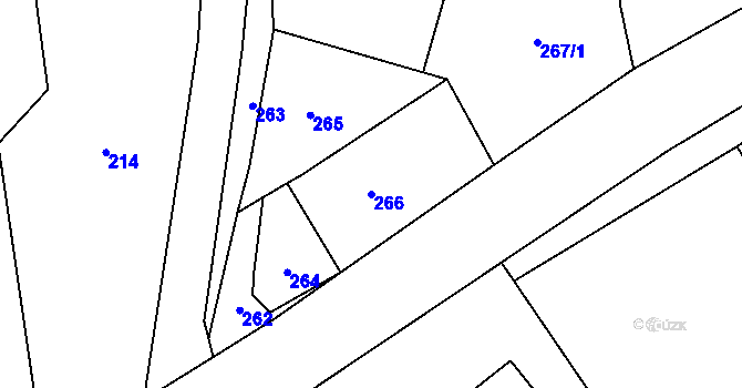 Parcela st. 266 v KÚ Guntramovice, Katastrální mapa