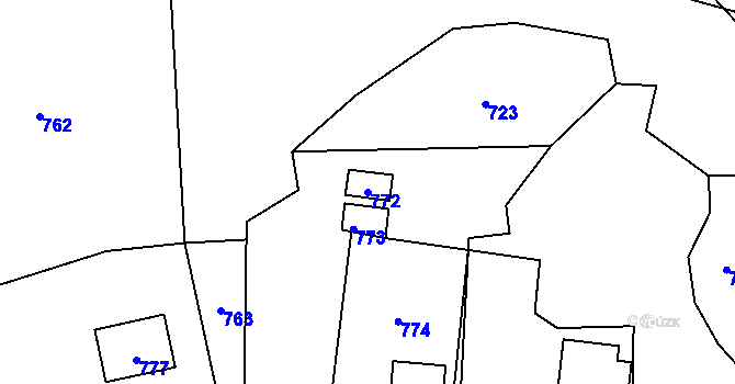 Parcela st. 772 v KÚ Guntramovice, Katastrální mapa