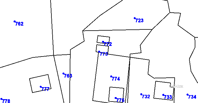 Parcela st. 773 v KÚ Guntramovice, Katastrální mapa