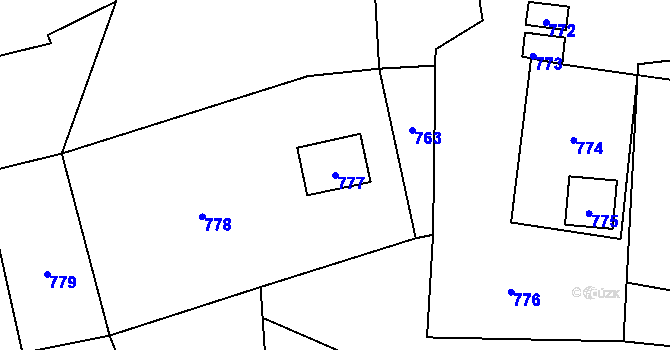 Parcela st. 777 v KÚ Guntramovice, Katastrální mapa