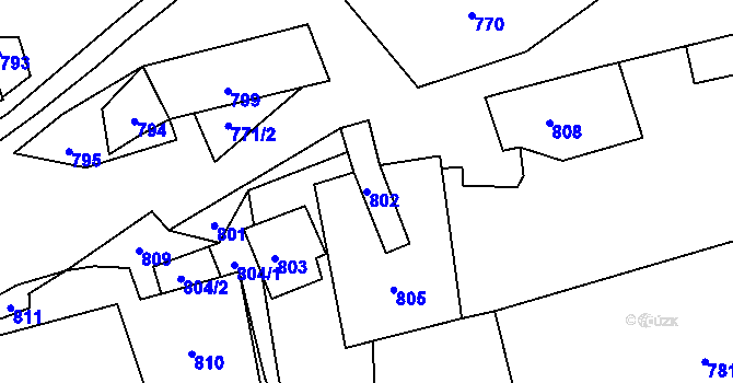 Parcela st. 802 v KÚ Guntramovice, Katastrální mapa