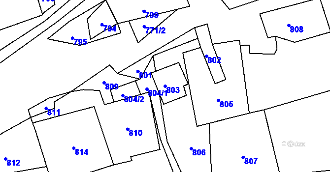 Parcela st. 803 v KÚ Guntramovice, Katastrální mapa