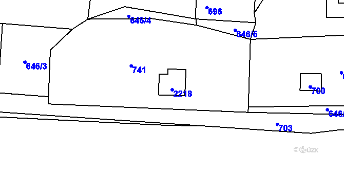 Parcela st. 2218 v KÚ Guntramovice, Katastrální mapa