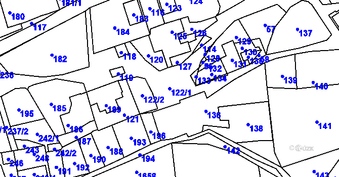 Parcela st. 122/1 v KÚ Guntramovice, Katastrální mapa