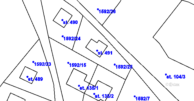 Parcela st. 491 v KÚ Svatoňovice, Katastrální mapa