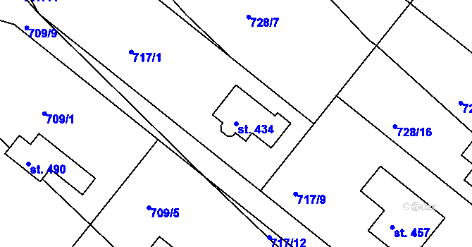 Parcela st. 434 v KÚ Budišovice, Katastrální mapa