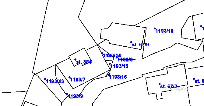 Parcela st. 1193/14 v KÚ Budišovice, Katastrální mapa