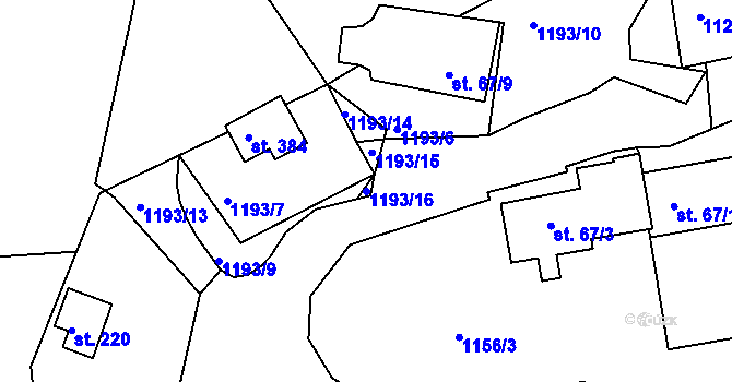 Parcela st. 1193/16 v KÚ Budišovice, Katastrální mapa
