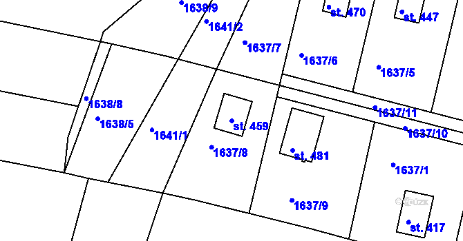 Parcela st. 459 v KÚ Budišovice, Katastrální mapa