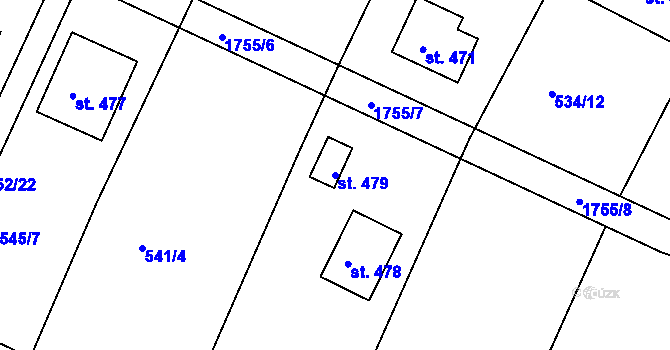 Parcela st. 479 v KÚ Budišovice, Katastrální mapa