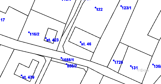 Parcela st. 46 v KÚ Budišovice, Katastrální mapa