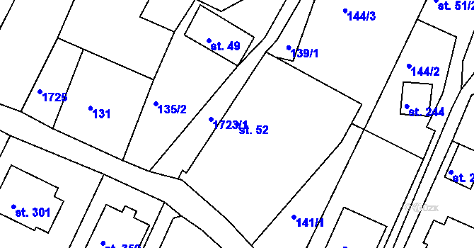 Parcela st. 52 v KÚ Budišovice, Katastrální mapa