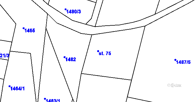 Parcela st. 75 v KÚ Budišovice, Katastrální mapa