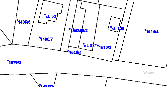 Parcela st. 88/1 v KÚ Budišovice, Katastrální mapa