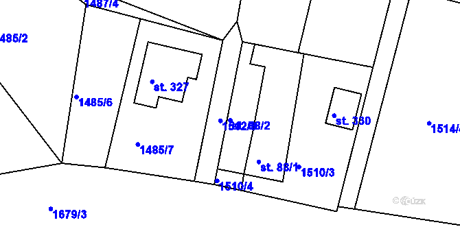 Parcela st. 88/2 v KÚ Budišovice, Katastrální mapa