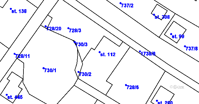 Parcela st. 112 v KÚ Budišovice, Katastrální mapa