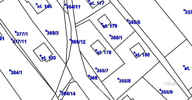 Parcela st. 178 v KÚ Budišovice, Katastrální mapa