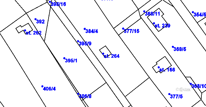 Parcela st. 264 v KÚ Budišovice, Katastrální mapa