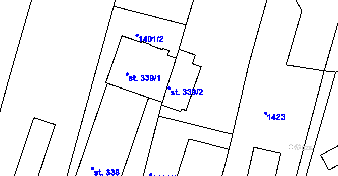 Parcela st. 339/2 v KÚ Budišovice, Katastrální mapa