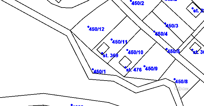 Parcela st. 369 v KÚ Budišovice, Katastrální mapa