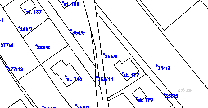Parcela st. 355/6 v KÚ Budišovice, Katastrální mapa