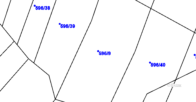 Parcela st. 596/9 v KÚ Budišovice, Katastrální mapa