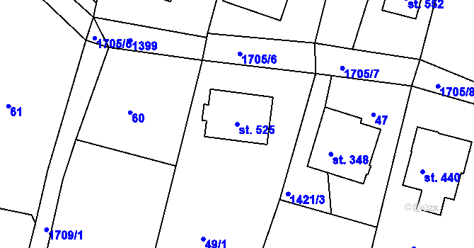 Parcela st. 525 v KÚ Budišovice, Katastrální mapa