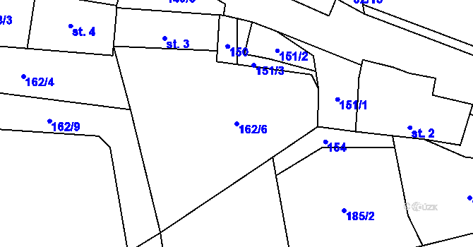 Parcela st. 162/6 v KÚ Budkov u Husince, Katastrální mapa