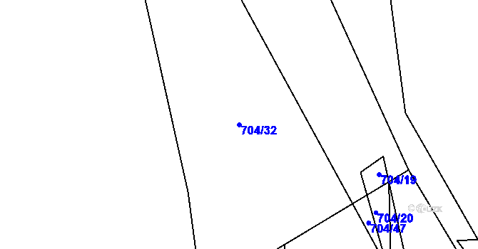 Parcela st. 704/32 v KÚ Budkov u Husince, Katastrální mapa