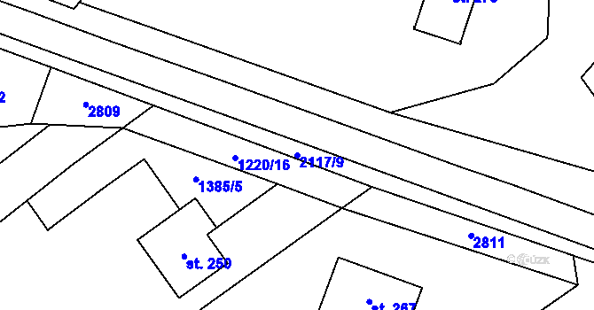 Parcela st. 2117/9 v KÚ Budkov, Katastrální mapa