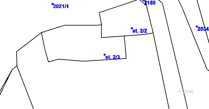 Parcela st. 2/3 v KÚ Budkov, Katastrální mapa