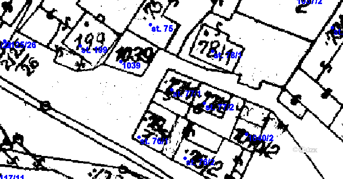 Parcela st. 77/1 v KÚ Budkov, Katastrální mapa