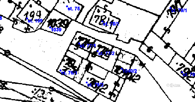 Parcela st. 77/2 v KÚ Budkov, Katastrální mapa